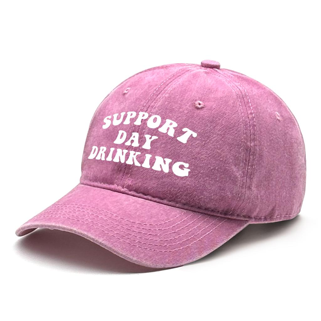Unisex Adjustable Baseball Cap “Support Day Drinking” Dad Hat Washed Retro Snapback Caps Ideal Choice For Outdoor Accessory