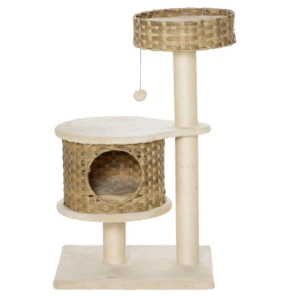Cat Tree 95 Cm Cat Tower with Cave, Play Ball, Sisal Posts, Large Platform, Multi-Level Cat Scratching Tree, Climbing Tree, for Cats Under 5 Kg