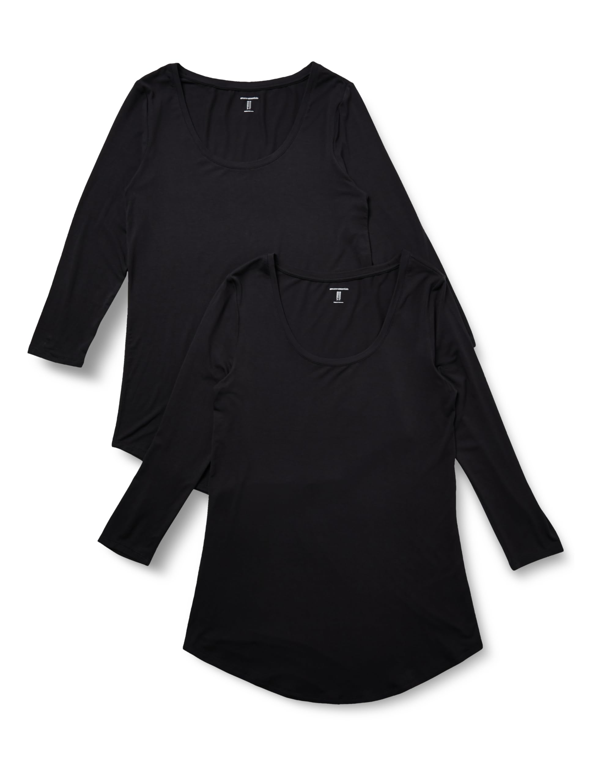 

Amazon Essentials 2-Pack Women s Scoop Neck Tunics with 3/4 Sleeves, Black, Size M