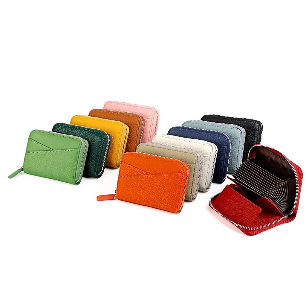 Yocipa Genuine Leather Mini Wallet, Bifold, Anti-Skimming, Card Case, Coin Purse, Multifunctional, Popular Leather Compact Wallet for Women (Fruit