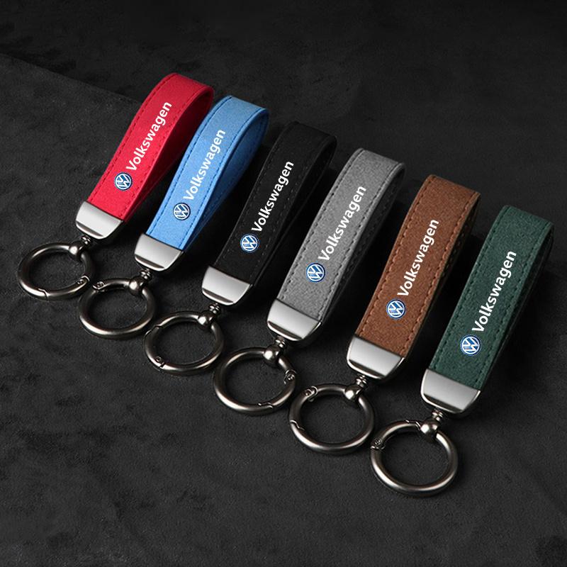 Valve Stems Caps Leather Car Keychain Key Chain Rings Metal Leather For For VW Volkswagen Golf Polo Passat Touran Jetta Car-Styl WR0
