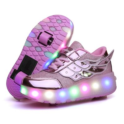 Jungen und Mädchen Kinder Fersenrollerschuhe Doppelrad Blitzschuhe Kinder Turnschuhe mit Rädern Größe 27-38