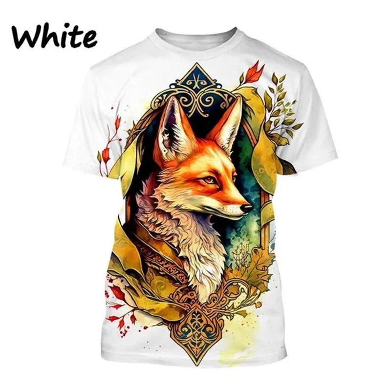 Fox Printed Casual Short Sleeve Stylish Simple Top T-Shirts Women’s XS