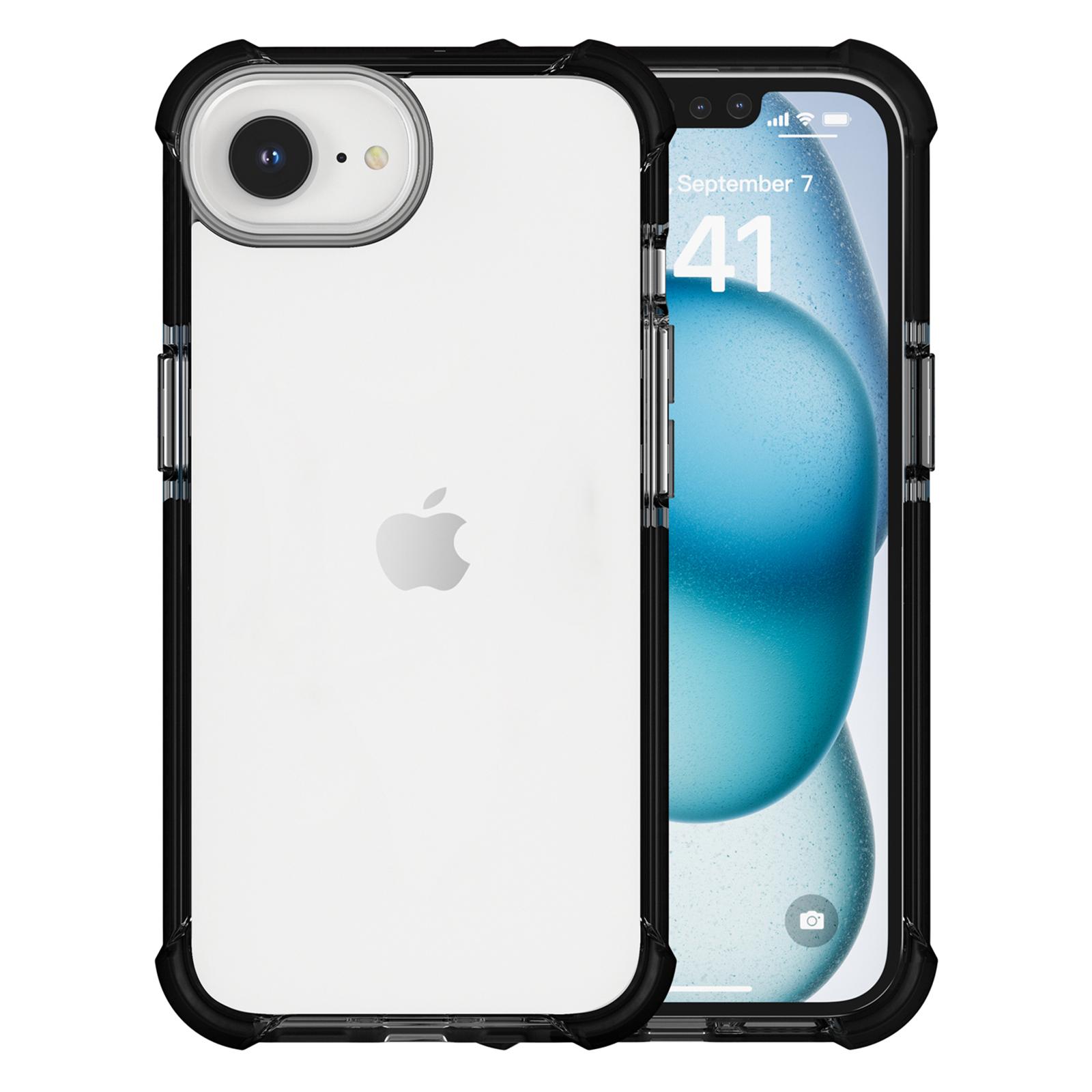 

For iPhone 16e Case 3-in-1 Drop Protection TPU+TPE+Acrylic Phone Cover Black+Clear