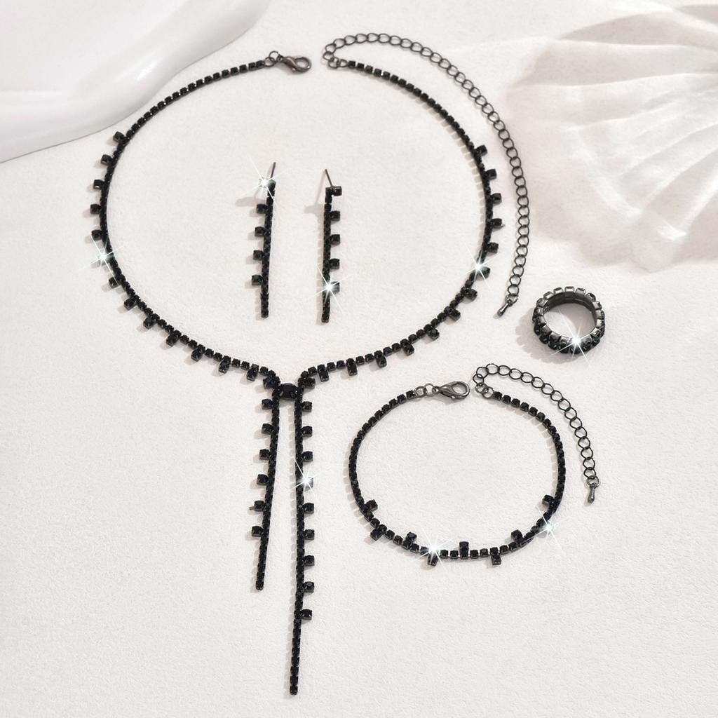 Chaîne Diamant Design Simple, Collier, Boucles d'oreilles, Bague Bijoux Ensemble de Mariée Accessoires