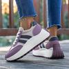 Damen Sommer Netz-Sneaker - Atmungsaktive Schnürschuhe mit dicker Sohle zum Gehen, Runde Zehenpartie, Leichte Sportschuhe