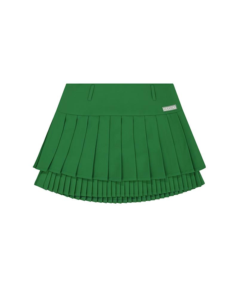 Chuku Chu Cbess-Sk017W Green Double Pleated Skirt