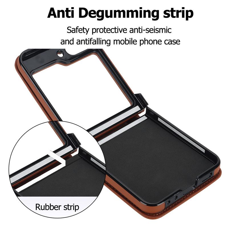 Kožené pouzdro na telefon Long Lanyard Crossbody pro Samsung Galzxy Z Flip 5 4 3 Flip5 Flip4 Flip3 Luxusní obal na lano na zápěstí Hoesje Coque