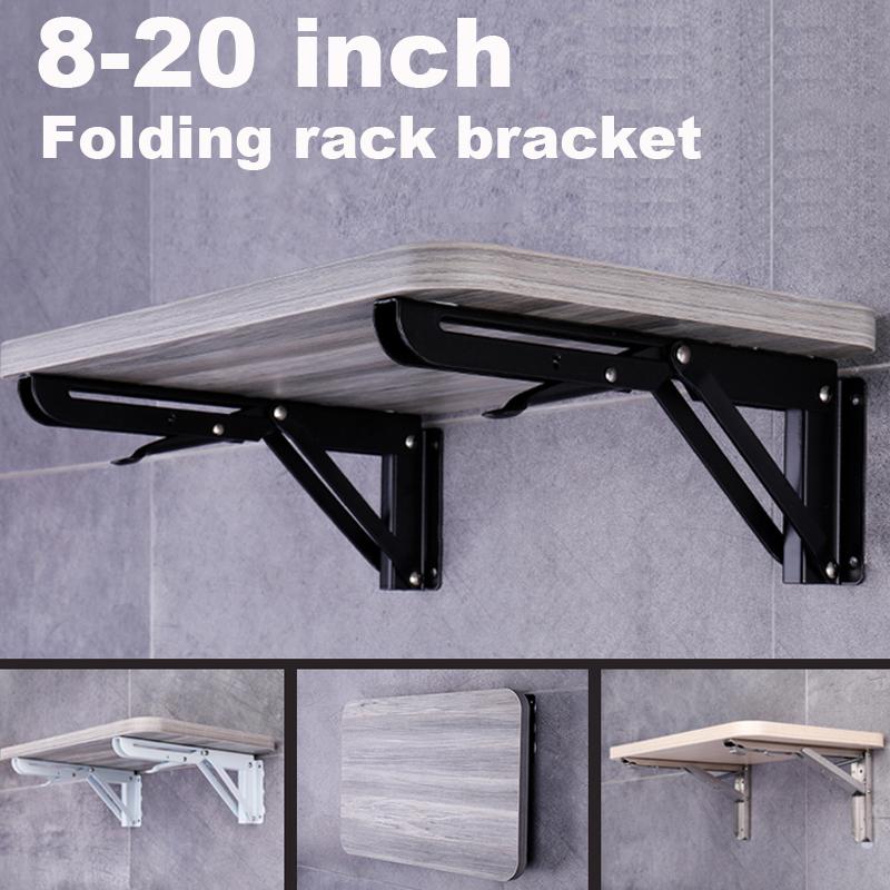 2-pack 8-20 tum Svart Triangel Vikbart Vinkeljärn Justerbart Väggmonterat Hållbart Bärande Hyllkonsol DIY Hem Bord Bänk