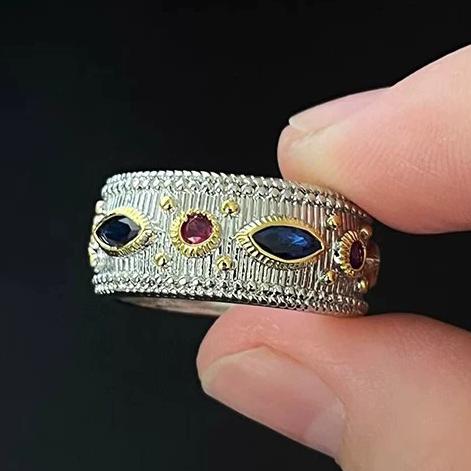 Sam Panda 925 Silver Simple Ring For Women Fine Jewelry Finger Adjustable Open Vintage Big Ball Ring For Party Birthday