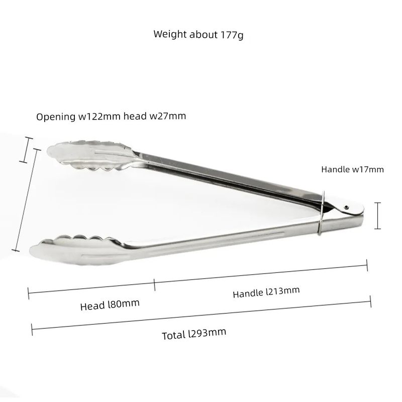 Thickened Stainless Steel Tongs, Bread Tongs, Barbecue Tongs, Rubber-Handled Hanging Food Tongs, 10-12- 14-16inch Plum Blossom Tongs