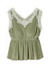 Gelato Pique Mucha Velour and Lace Cup Tank Top Free Size (PWCT254283), Women's, Green,