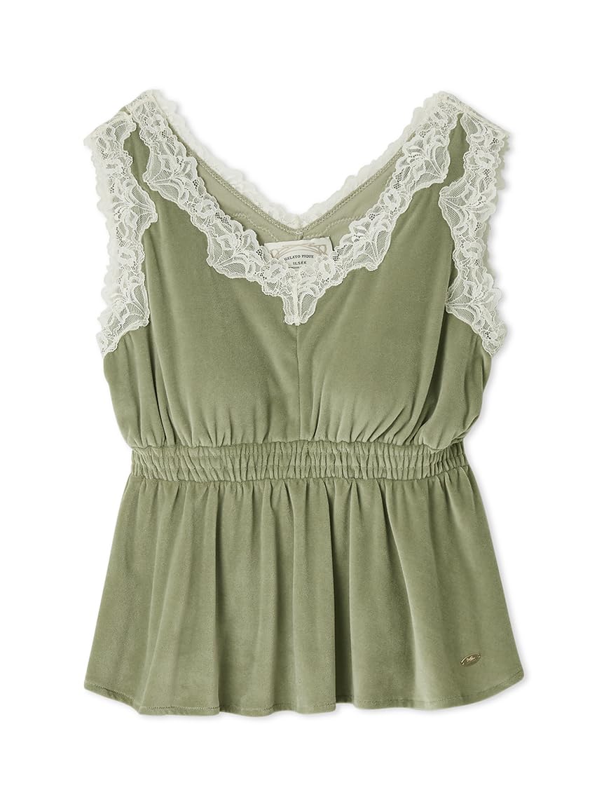 

Gelato Pique Mucha Velour and Lace Cup Tank Top Free Size (PWCT254283), Women s, Green, зелёный