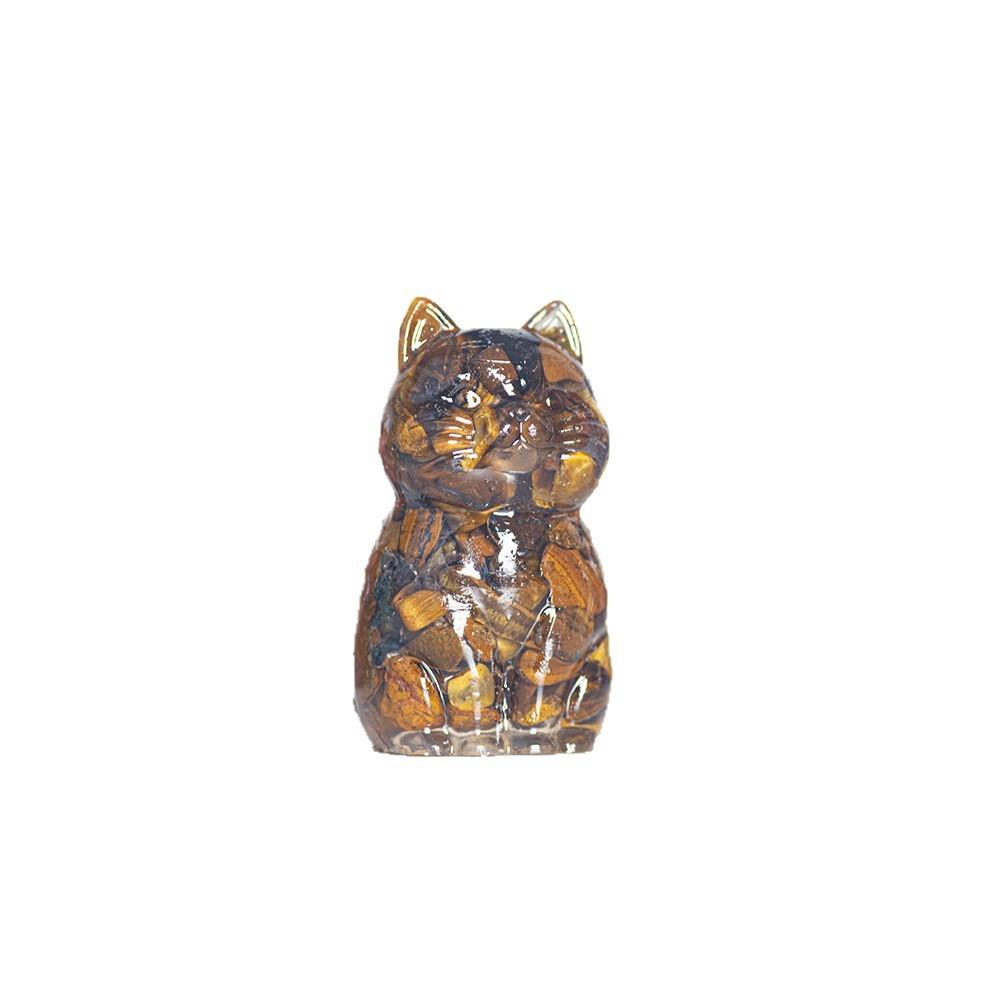Resin Crystal Cat Figurine With Handmade Resin Art For Home Decor And Gift Giving