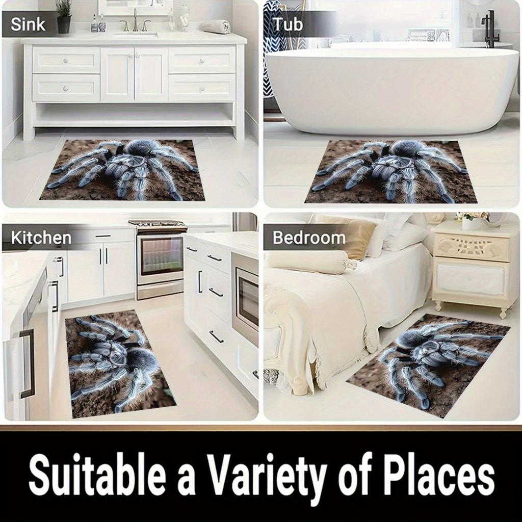 3D Spider Halloween Floor Mat Soft Anti Slip Entrance Rug Scary Bathroom Decorative Mat Spooky Home Decoration