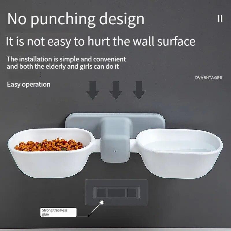 1 STÜCKE Wand Montiert Katzennapf Haustier Futternapf Doppelnäpfe Katze Hund Hängen Wassernapf Einstellbare Höhe Lebensmittel Becken Für Haustier