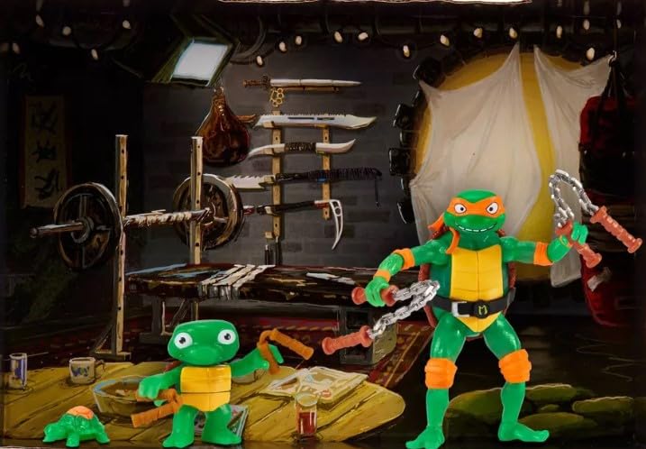 Playmates Toys Teenage Mutant Ninja Turtles Mutant Mayhem 4.5-inch Michelangelo Ninja Making of the Ninja Basic Action Figure