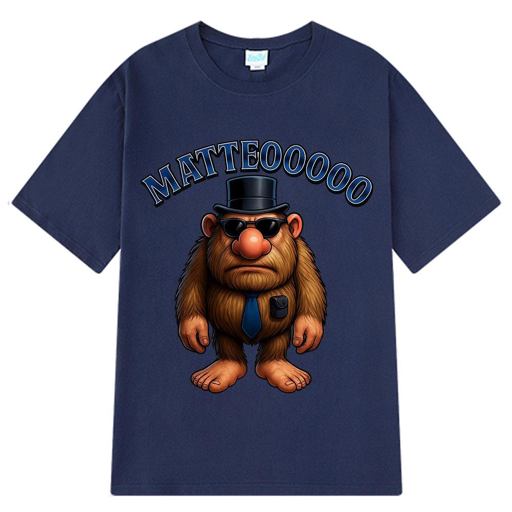 Matteooooo Funny Italian Gorilla Mafia T-Shirt Brainrot Italy Meme T Shirts Men Women Fashion Oversized Hip-hop Cotton T-shirts