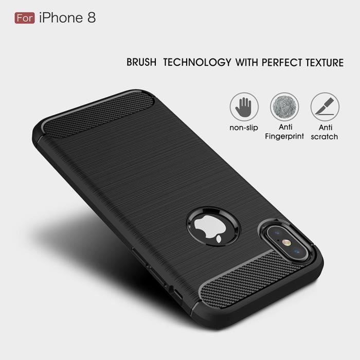 Coque de Protection - Apple - iPhone X - Silicone - Anti-rayures - Fibre de Carbone