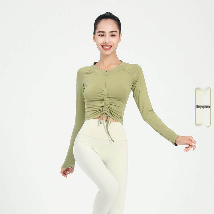 

Women s Yoga Sport Top: Long Sleeve, Tight Drawstring, Autumn/Winter Fitness Shirt XL