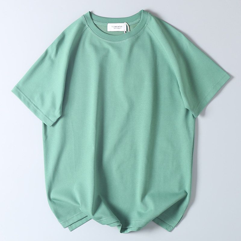 Export Export Tail Order Front Short Back Long Side Slit Short Sleeve T-shirt Men's Summer Easiest for Match Pure Color Raglan Sleeve Bottoming Shirt