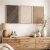 Set di 3 Triptico Minimalista Beige Nero per Parete, Stampe Astratte Geometriche Neutre Boho Japandi Decorazione Murale Moderna Poster su Tela