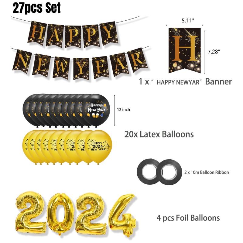 New Year Party Decoration Set With Latex Balloons Festive And Vibrant Elements For 2024 Celebration