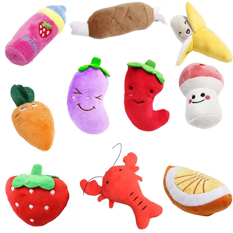 Food Dog Simulation Sound Plush Toy Pet Accessories Teeth Grinding Play Gift