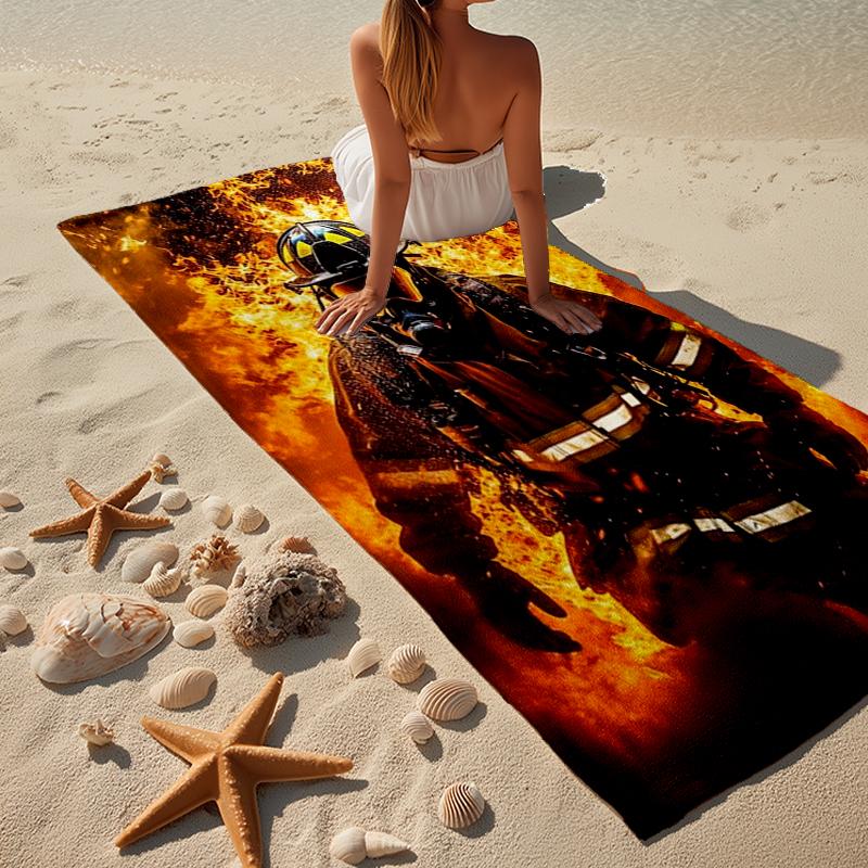 Firefighter Braving Flames Beach Towel, Super Soft Microfiber, Gift for Her/Him, Birthday, for Pool, Beach, Travel, Home Decor Fan Gifts