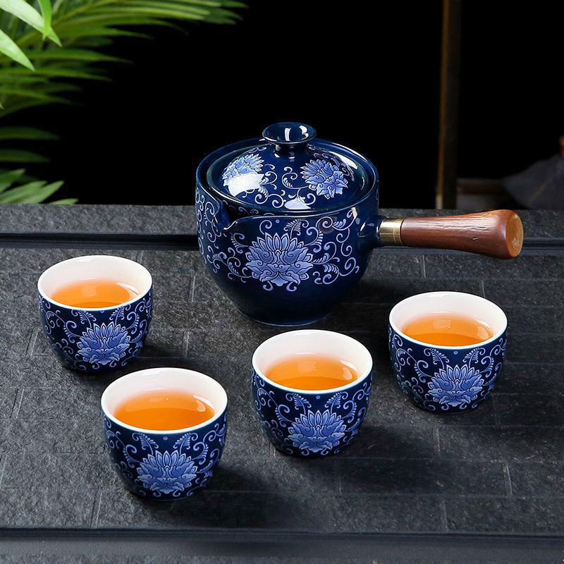 Portable Travel Kung Fu Tea Set: 1 Pot & 4 Cups in Gift Box, Custom Logo Option