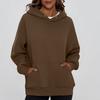 Ladies' Fashionable Solid Color Casual Hooded Pocket Long Sleeved Sweatshirt
