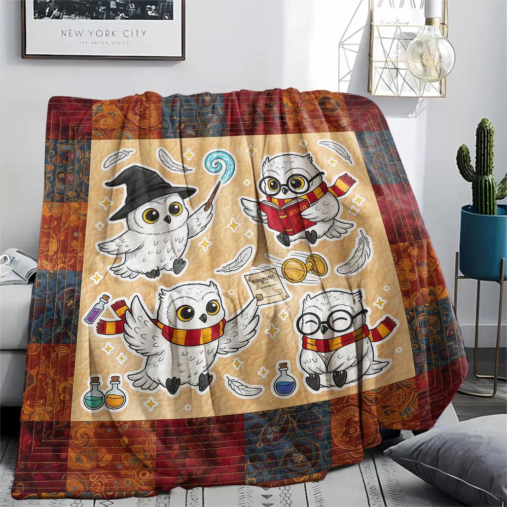 1Pc Cartoon Print Flannel Blanket, High Quality Comfortable for All Seasons, Home Decor, Warmth and Comfort, Perfect for Christmas Birthday Gift