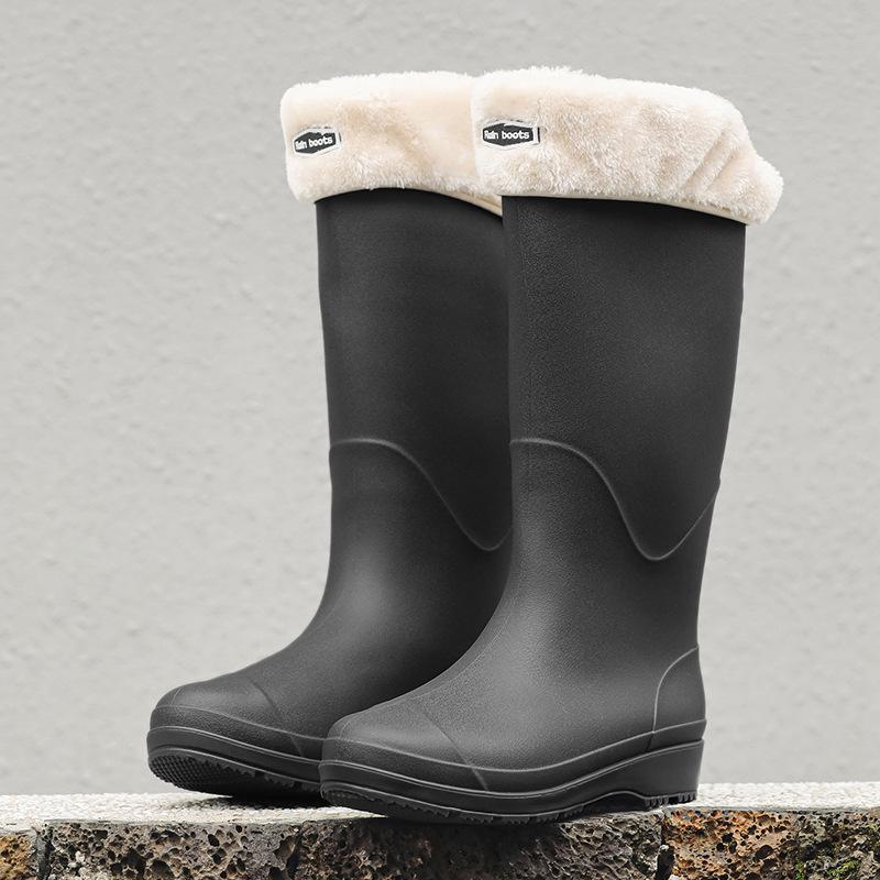Unisex High-Top Waterproof Rain Boots - Lightweight, Non-Slip, Long Rubber Overshoes for Outdoors