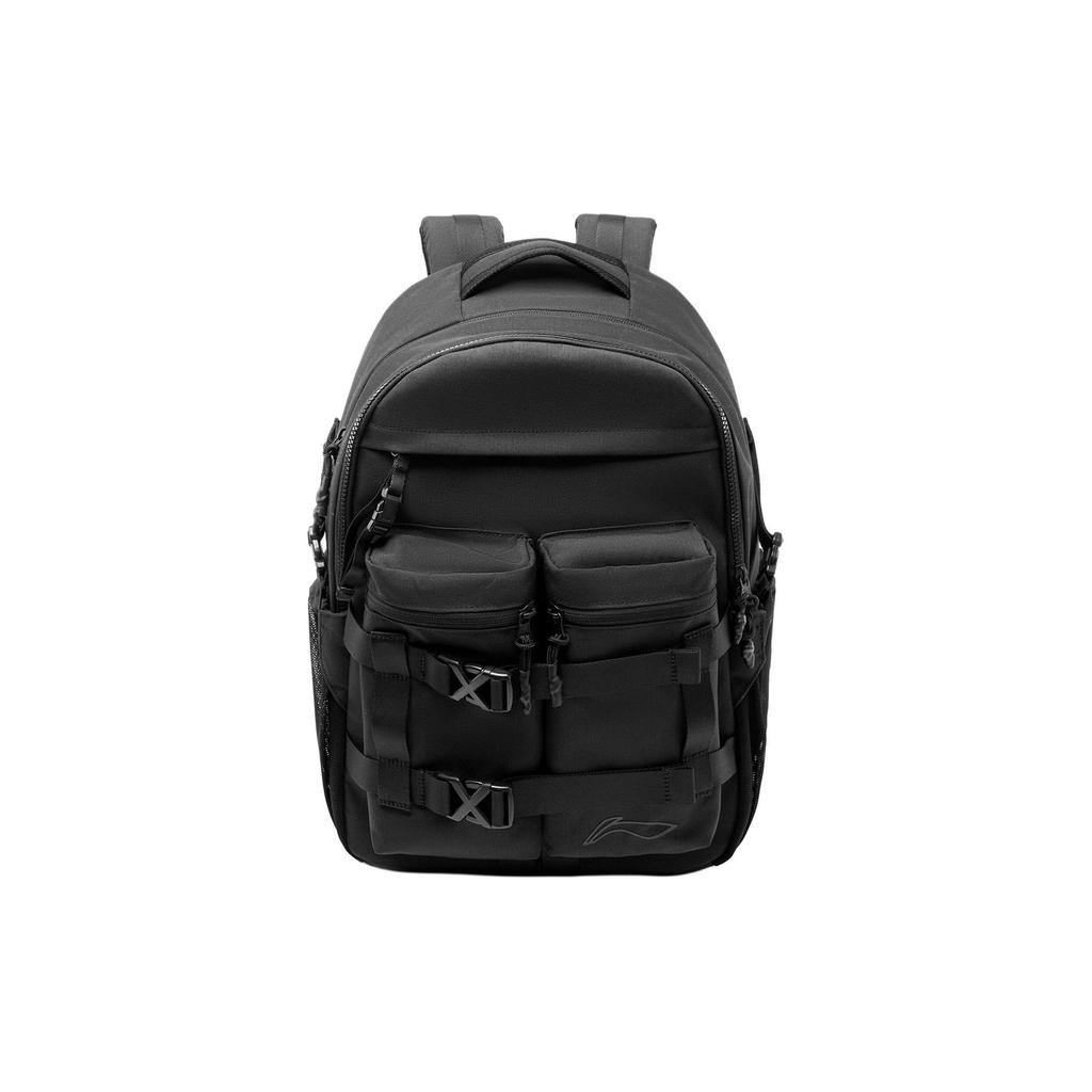 Li Ning Sports Lifestyle Series Water-Resistant Eco-Friendly Zipper Closure Polyester Sports Backpack Unisex Backpack Black ABSU159-1