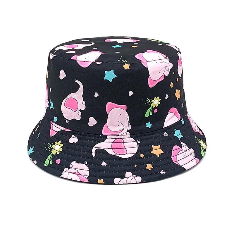 Spring and Summer Polyester Cartoon Print Bucket Hat Outdoor Travel Sun Cap For Boy and Girl 82