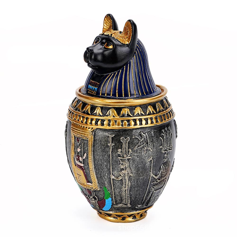 Ancient Egypt Anubis Bastet Divine Jar Pet Dog Cat Urn Resin Ornament Gift Travel Pharaoh Souvenir Ornament Handicraft