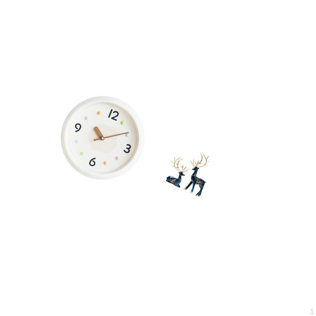 Contemporary Silent Wall Clock with Large Numerals And Reindeer Statue Ornaments for Home Office