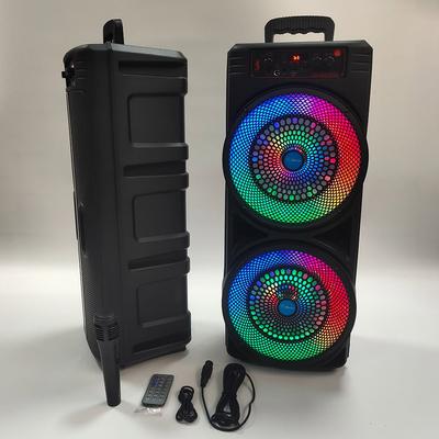 BT Speaker Outdoor Speaker with Double Subwoofer Deep Bass Lights Support USB/TF/AUX/FM/BT/MIC Long Playtime for Outdoor Party