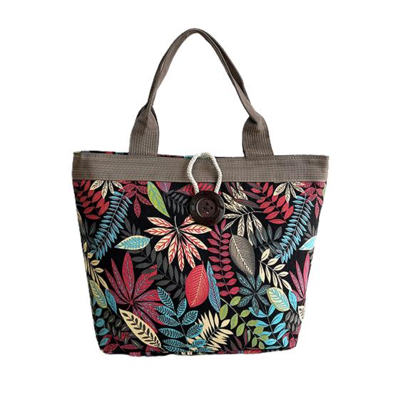 Canvas Bag Ethnic Style Pattern for Women Shoulder Bag Retro Casual Tote Handbag Splicing Knitting Accessory