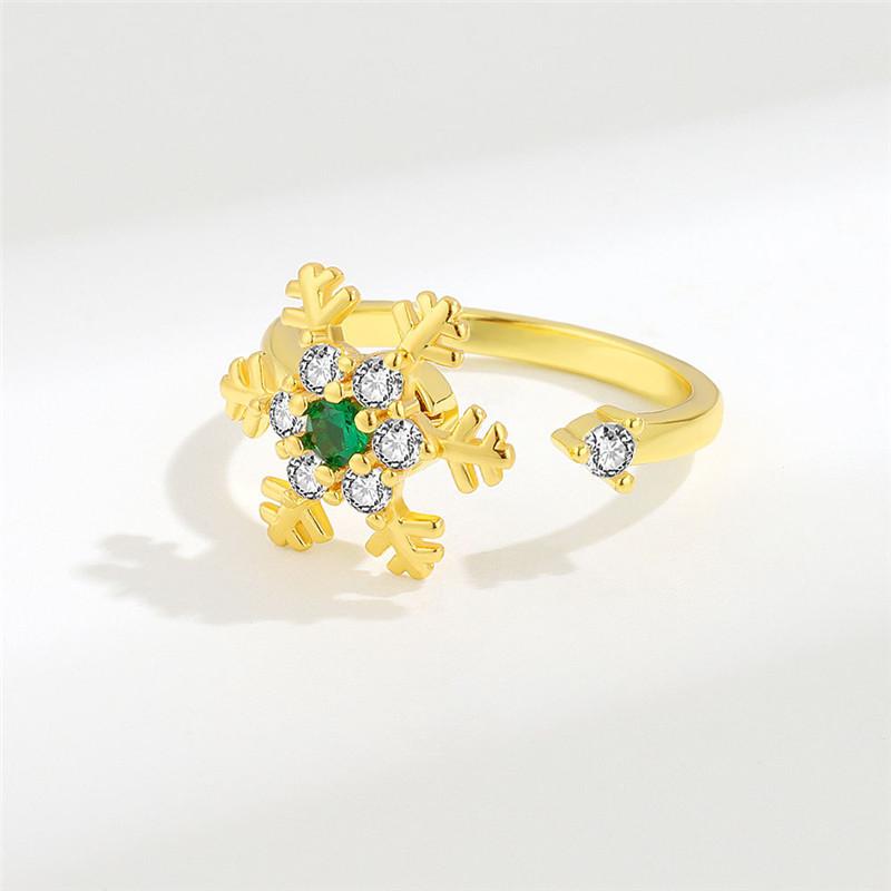 Winter CZ Snowflake Opening Rings for Women Girls Christmas Jewelry Fidget Anxiety Relaxing Ring Year Gift