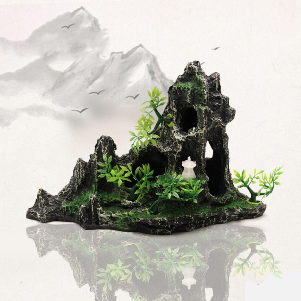 Resin Aquarium Rockery Mountain Decoration Artificial Mountain Stone Statue  Living Room