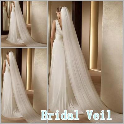 Veil 300CMLong 1/2 Layer Soft Net Big Trailing Wedding Bridal Veil with Hair Comb