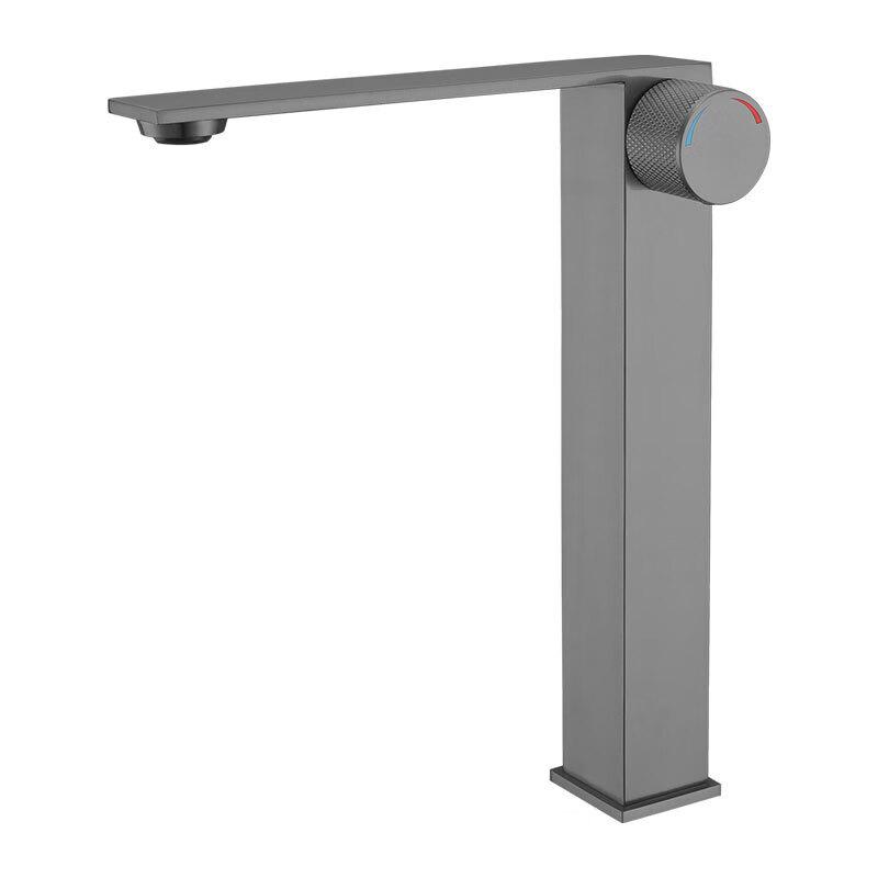 TLXT Gunmetal Grey Tall Single-Hole Hot/Cold Basin Faucet