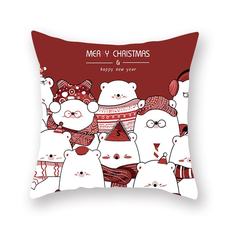 Cartoon Print Christmas Pillow Holiday Decoration Sofa Pillow Case Christmas Cushion
