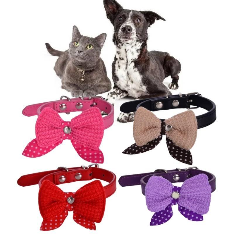 Stylish Bowtie Pet Collar In Vibrant Colors For Cats And Dogs With Adjustable Size