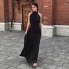 European and American women's clothing summer new temperament retro style polka dot neck slim sleeveless long dress
