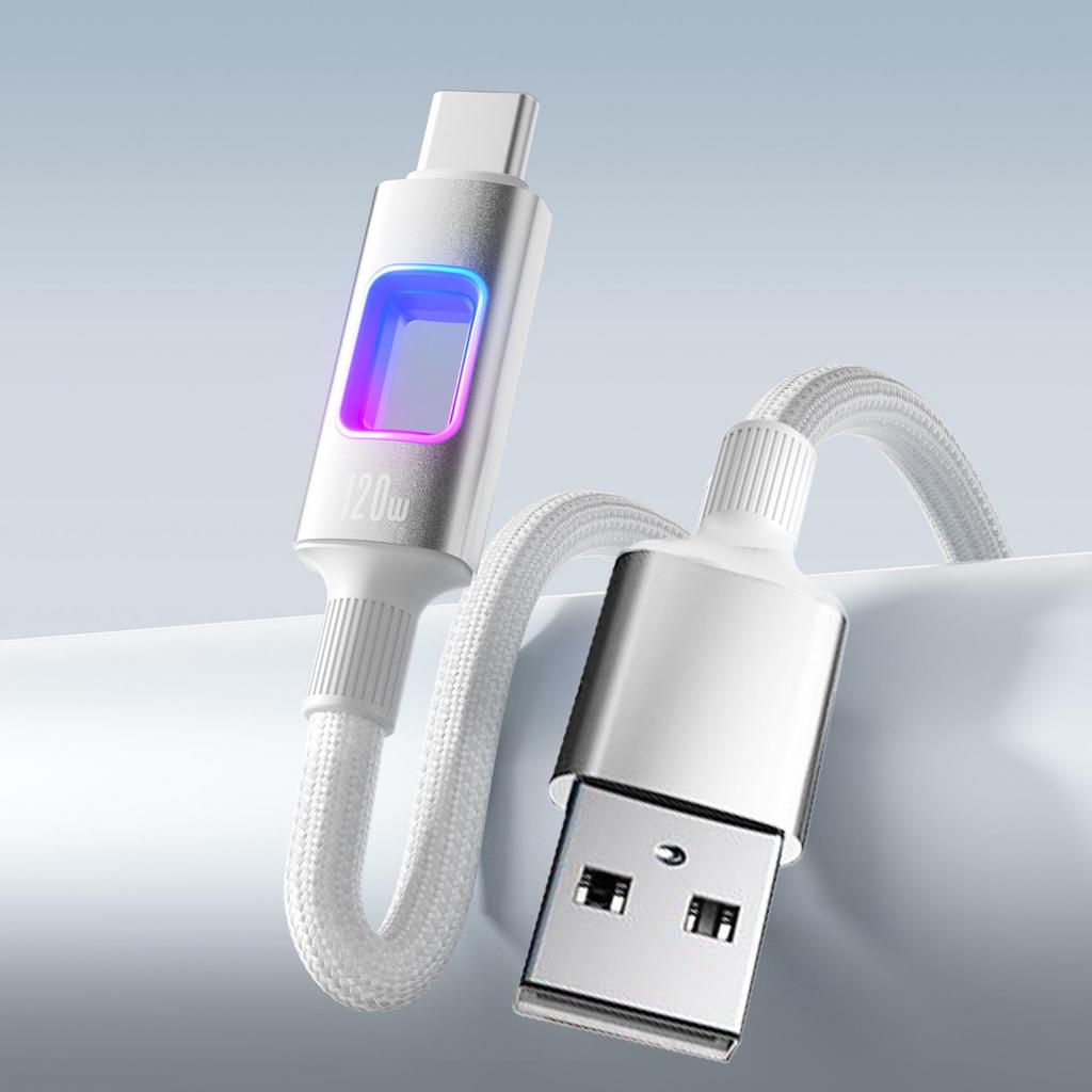 RGB Dazzling 120W Super-Fast Type-C Charging Cable for Huawei, Xiaomi, Vivo, Oppo, and Apple.