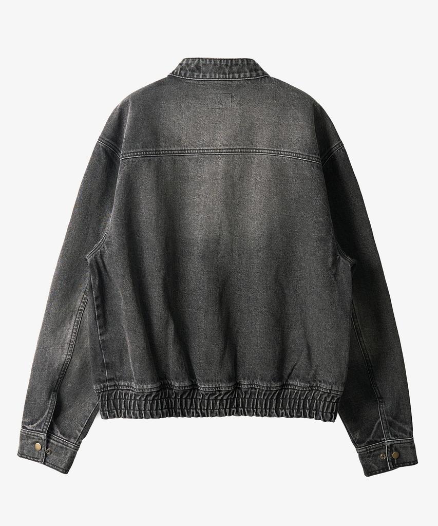 Toffee Vintage Snap Denim Blouson Jacket (Deep Grey)