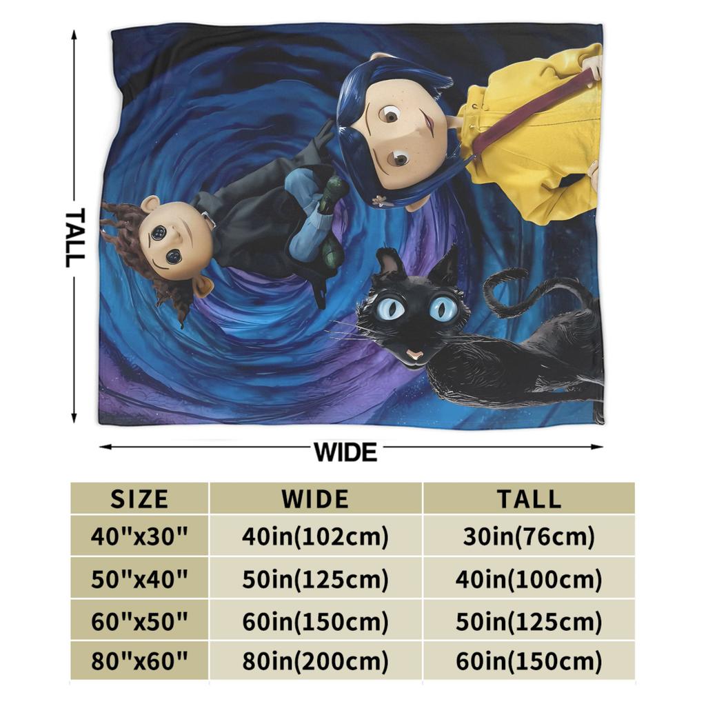Coralines Blanket Quality Warm Soft Horror Cartoon Throw Blanket Winter Girls Boys Living Room Funny Bedspread