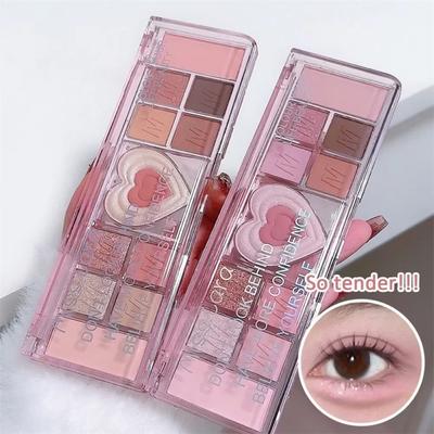 12 Colors Love Heart Pink Eyeshadow Palette Natural Glitter Matte Eye Shadow Eye Makeup Cosmetic